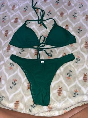 Classic Green Triangle Bikini Set - Women Swim